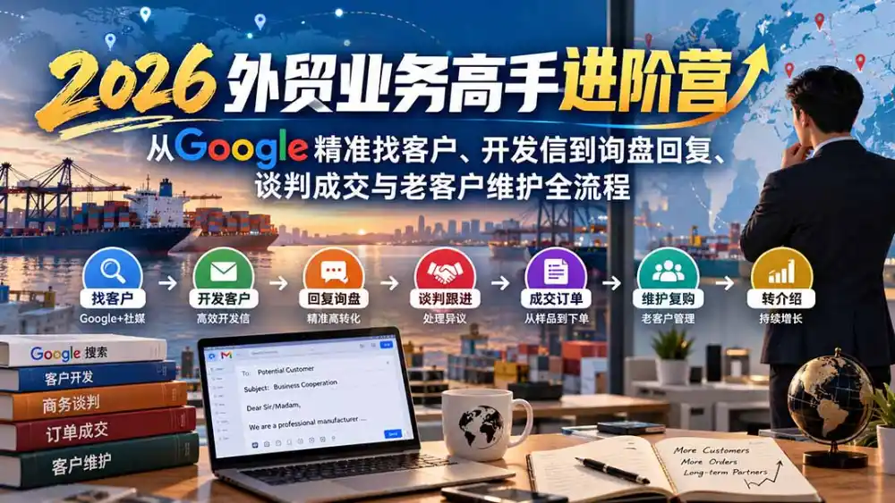 2026外贸业务高手进阶营:从Google精准找客户、开发信到询盘回复、谈判成交与老客户维护全流程-副业168副业网