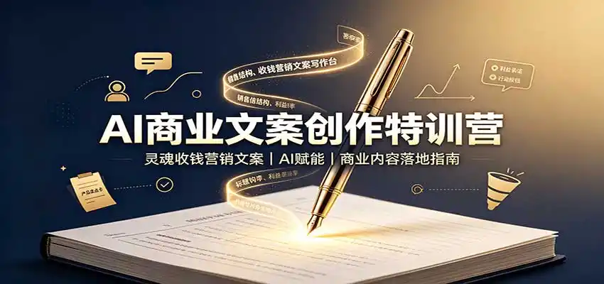 AI商业文案创作特训营：灵魂收钱营销文案，AI赋能，商业内容落地指南-副业168副业网