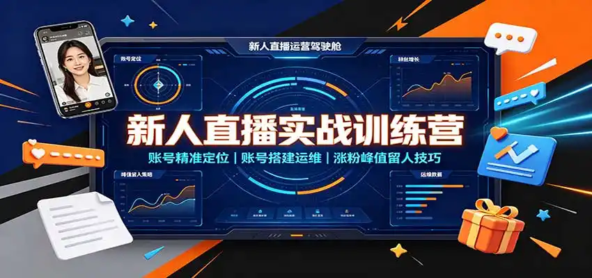 新人直播实战训练营：账号精准定位，账号搭建运维，涨粉峰值留人技巧-副业168副业网