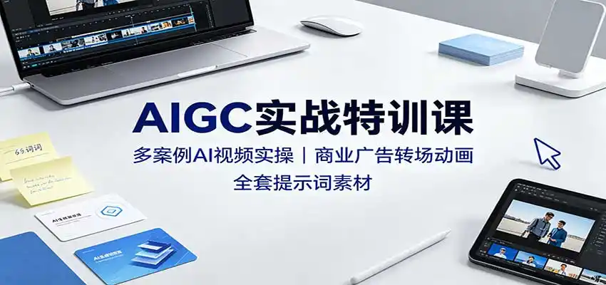 AIGC实战特训课:多案例AI视频实操,商业广告转场动画,全套提示词素材-副业168副业网