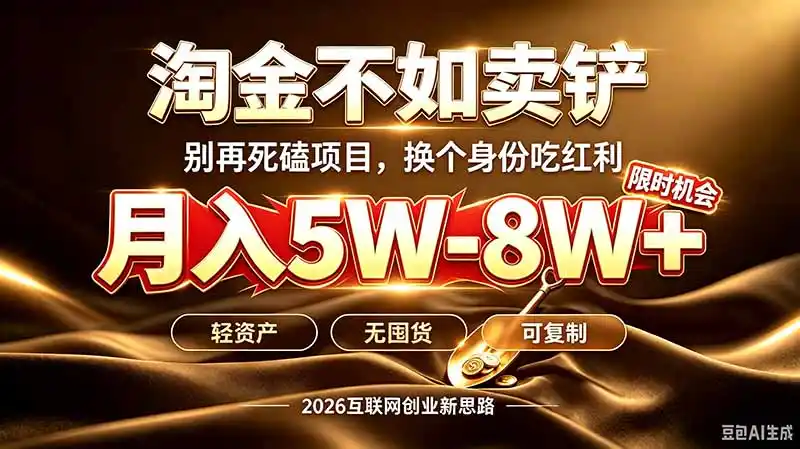 别再傻乎乎埋头跑项目!互联网真正赚钱逻辑:做卖铲人,拒绝当韭菜,逆风翻盘月入5-8W+-副业168副业网