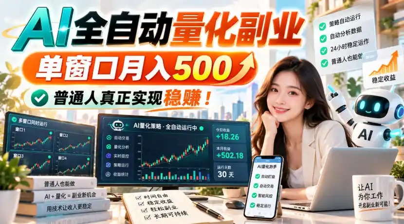 AI全自动量化副业,单窗口月入500,普通人真正实现稳賺!【揭秘】-副业168副业网