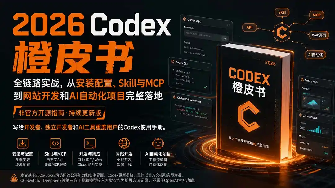2026Codex橙皮书:全链路实战,从安装配置、Skill与MCP到网站开发和AI自动化项目完整落地-副业168副业网