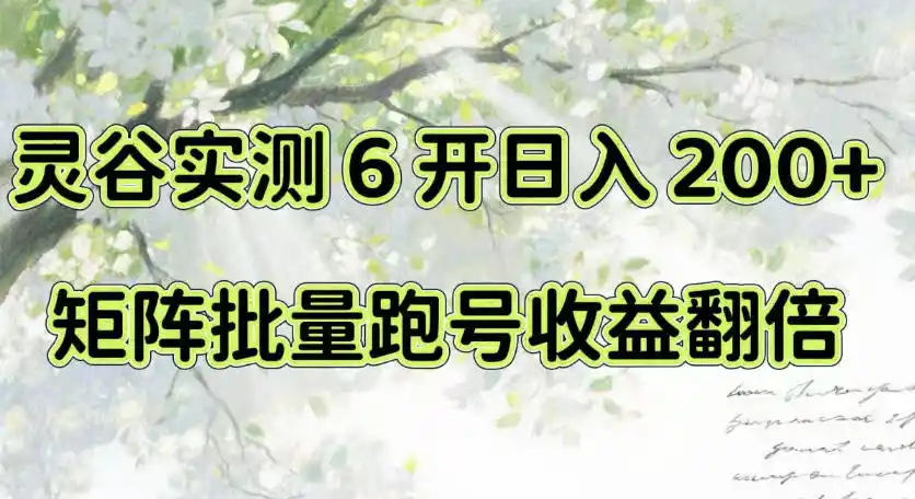 一台电脑就能做!灵谷实测6开日入200+,矩阵批量跑号收益翻倍【揭秘】-副业168副业网