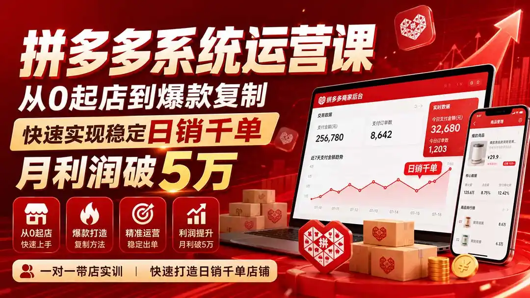 拼多多系统运营课(更新8月-副业168副业网