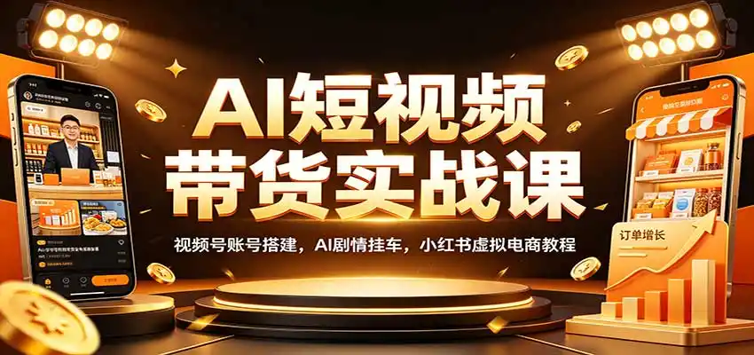 AI短视频带货实战课：视频号账号搭建，AI剧情挂车，小红书虚拟电商教程-副业168副业网
