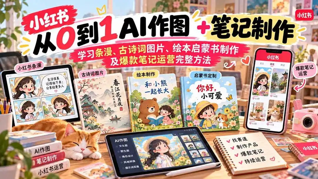 2026小红书AI内容创作从0到1:学习条漫、古诗词图片、绘本启蒙书制作及爆款笔记运营完整方法-副业168副业网