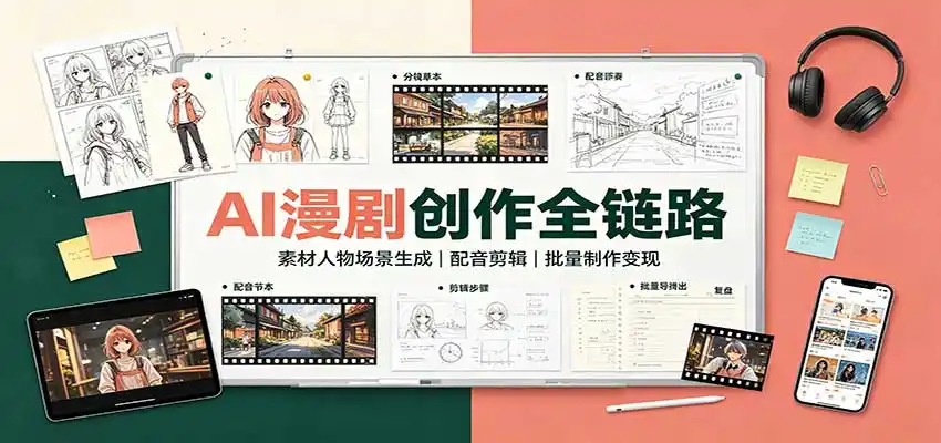AI漫剧创作全链路：素材人物场景生成，配音剪辑，批量制作变现-副业168副业网
