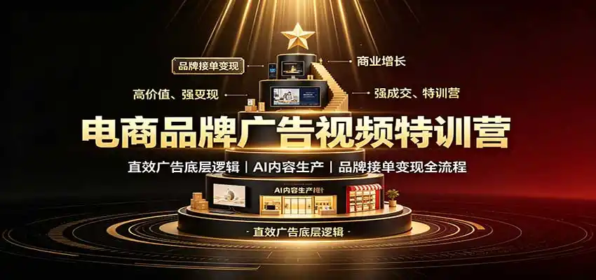电商品牌广告视频特训:直效广告底层逻辑,AI内容生产,品牌接单变现全流程-副业168副业网