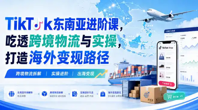 TikTok东南亚进阶课，吃透跨境物流与实操，打造海外变现路径-副业168副业网