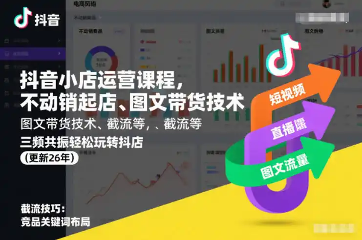 抖音小店运营课程,不动销起店、图文带货技术、截流等,三频共振轻松玩转抖店(更新260928)-副业168副业网