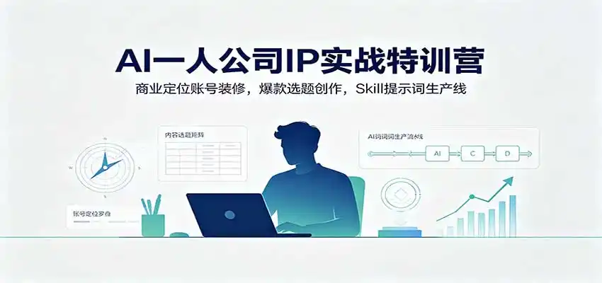 AI一人公司IP实战特训营：商业定位账号装修，爆款选题创作，Skill提示词生产线-副业168副业网
