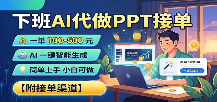 下班AI代做PPT接单，一单100-500，AI一键生成，小白也能做，附接单渠道-副业168副业网