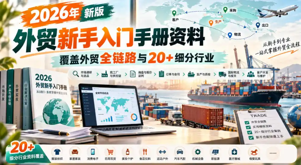 2026年新版外贸新手入门手册资料，覆盖外贸全链路与20+细分行业-副业168副业网