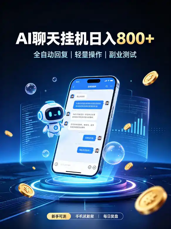 AI聊天挂G项目，日入800➕，全自动操作，适用个人副业，支持工作室矩阵操作【揭秘】-副业168副业网