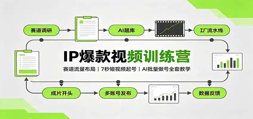 IP爆款视频训练营：赛道流量布局，7秒短视频起号，AI批量做号全套教学-副业168副业网