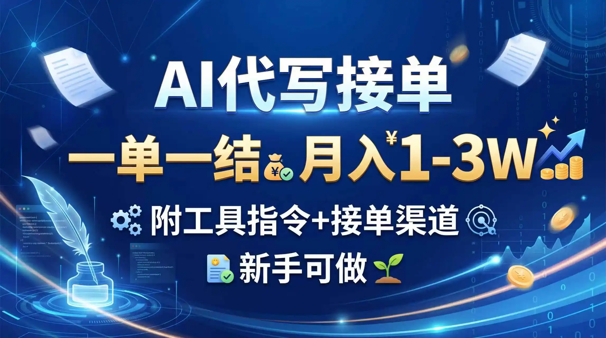 AI代写接单，一单一结，月入1-3W，附工具指令+接单渠道，新手可做-副业168副业网