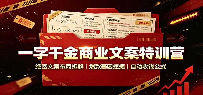 一字千金商业文案特训营：绝密文案布局拆解，爆款基因挖掘，自动收钱公式-副业168副业网