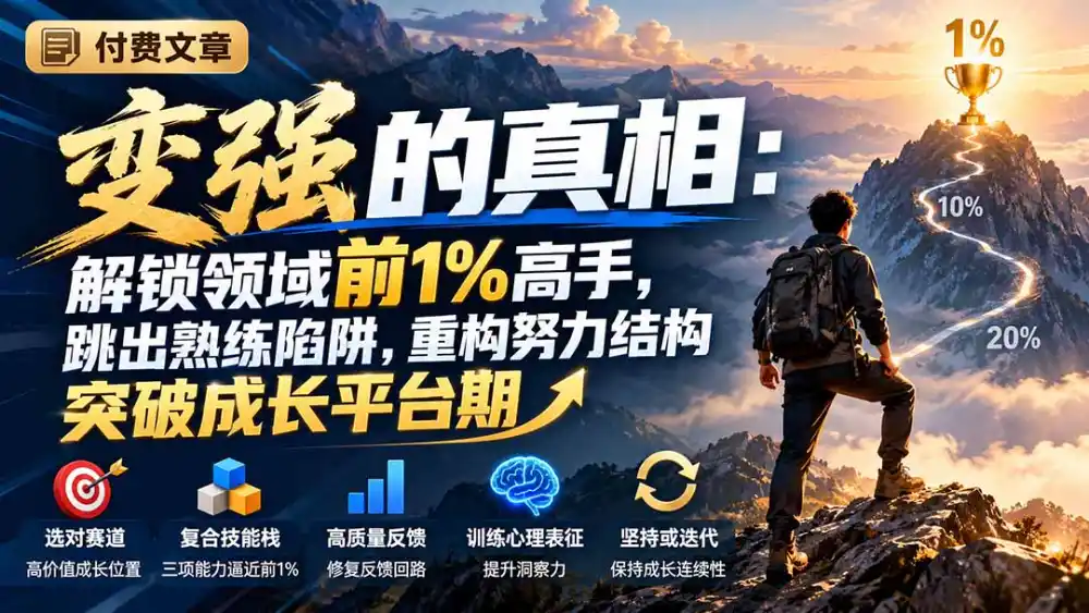 付费文章：变强的真相：解锁领域前1%高手，跳出熟练陷阱，重构努力结构突破成长平台期-副业168副业网
