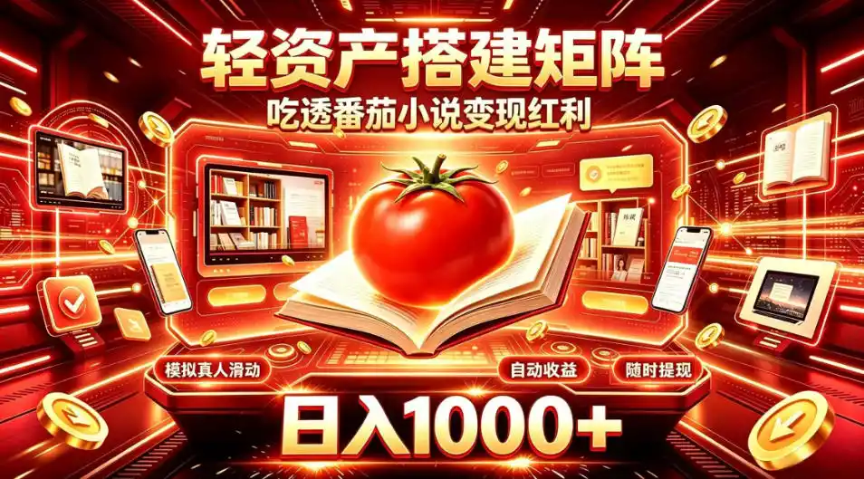 轻资产搭建矩阵,吃透番茄小说变现红利,日入1000+,支持无限矩阵放大【揭秘】-副业168副业网