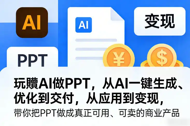 玩賺AI做PPT，从AI一键生成、优化到交付，从应用到变现，带你把PPT做成真正可用、可卖的商业产品(更新0904)-副业168副业网