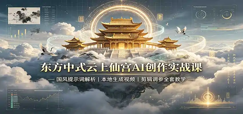 东方中式云上仙宫AI创作实战课：国风提示词解析，本地生成视频，剪辑调参全套教学-副业168副业网