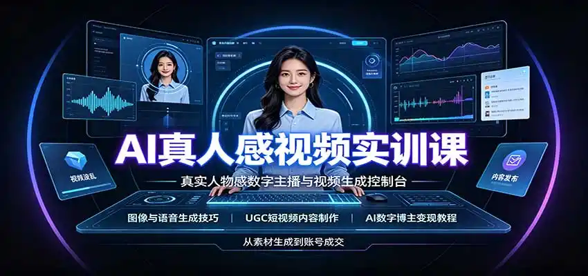 AI真人感视频实训课：图像语音生成，UGC内容制作，AI数字博主变现教程-副业168副业网