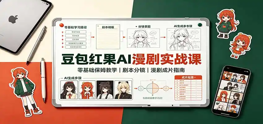 豆包红果AI漫剧实战课:零基础保姆教学,剧本分镜,漫剧成片指南-副业168副业网